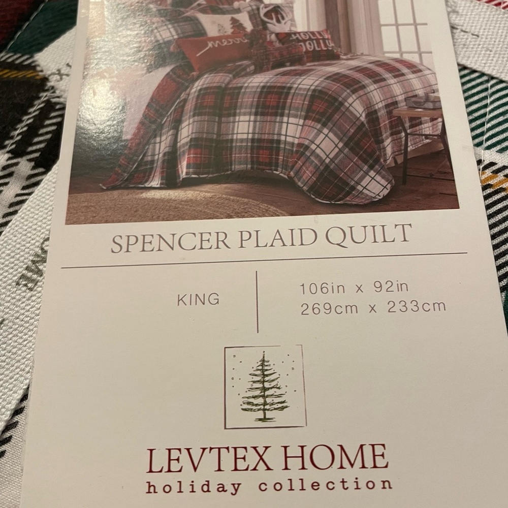 Levtex Home Holiday Plaid Quilt - Red, Gray, and White